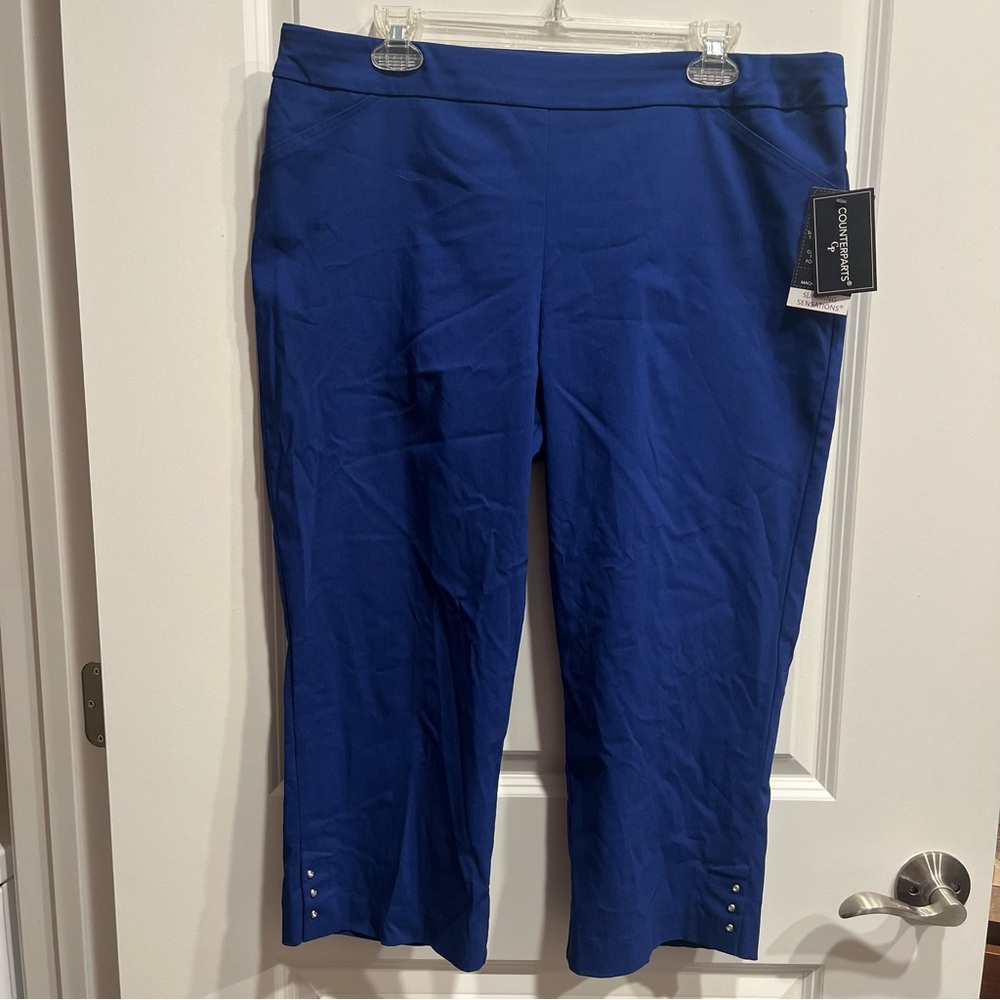 Counterparts Blue Women’s Size 16 Capri Slimming Pull-on Pockets NWT